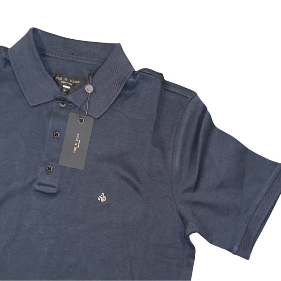Rag & Bone Interlock Slim Fit Performance Polo in Salute Navy - Picture 3 of 7